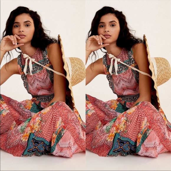 Anthropologie Bhanuni by Jyoti Pink Floral Maxi Dress - Picture 7 of 16